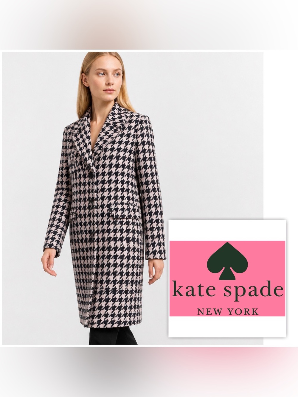 NWOT Kate Spade New York Wool Coat Pink Blue Navy sz Largre